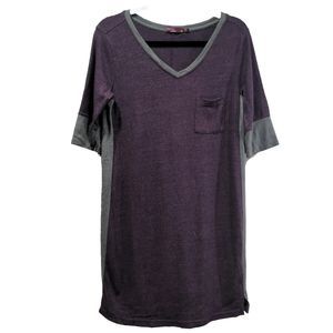 Prana Womens Matilda Ringer Tee Dress Size Medium Purple Gray Colorblock Pocket